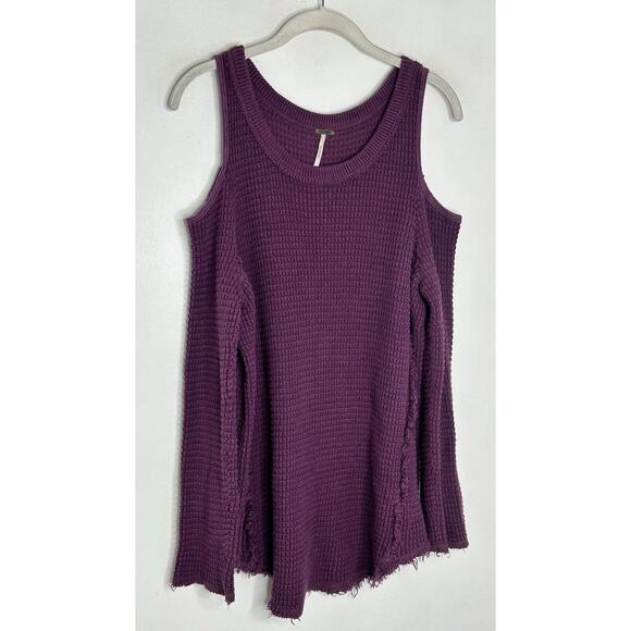 Free People Purple "Sunrise" Cold Shoulder Sweater Size Medium - Picture 2 of 7